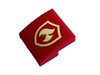 LEGO part Pente, Courbe 2 x 2 x 2/3 avec Flamme de Feu Jaune Clair Brillant et Motif Badge Bouclier (Autocollant) - Set 60217 15068pb253