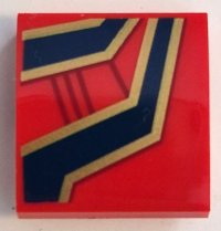 LEGO part Slope, Curved 2 x 2 x 2/3 with Dark Blue and Gold Lines and Ornaments and Dark Red Spider Web Pattern Model Right Side 15068pb554R