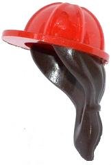 LEGO onderdeel Minifigure, Headgear Helmet Construction with Molded Dark Brown Ponytail Hair Pattern 16178pb01