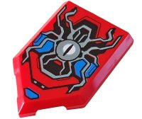 LEGO onderdeel Tile, Modified 2 x 3 Pentagonal with Silver Spider, Eye and Blue Armor Plates Pattern 22385pb244