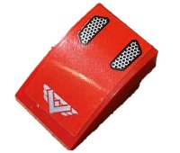 LEGO onderdeel Schuin, Gebogen 3 x 2 met Zilveren 'V' en Luchtinlaten op Rode Achtergrond Patroon (Sticker) - Set 60240 24309pb030