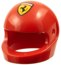 LEGO part Minifigure, Headgear Helmet Motorcycle (Standard) with Yellow Ferrari Logo with Black Prancing Horse and Italian Tricolor Pattern 2446pb58