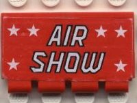LEGO onderdeel Scharnier Treinpoort 2 x 4 met Witte Sterren en 'AIR SHOW' Patroon (Sticker) - Set 6345 2873pb02
