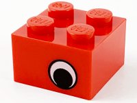 LEGO onderdeel Brick 2 x 2 with Black Eye Offset with White Pattern on Opposite Sides 3003pe2