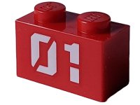 LEGO onderdeel Brick 1 x 2 with White '01' Pattern 3004pb327