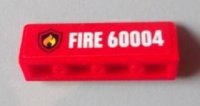 LEGO part Panel 1 x 4 x 1 with Flame on Black Shield Fire Logo Badge, White 'FIRE 60004' Pattern Model Left Side (Sticker) - Set 60004 30413pb033L