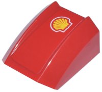 LEGO part Schräge, Gebogen 2 x 2 Lip mit Shell Logo Muster Modell Linke Seite (Aufkleber) - Sets 8375 / 8654 / 8672 / 8673 30602pb041L