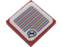 LEGO part Tile 2 x 2 with Super Mario Scanner Code Toad Speech Bubble with Wrench Pattern (Sticker) - Set 72032 3068pb2565