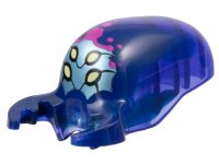 LEGO part Minifigure, Head, Modified Alien Elongated with 2 Mandibles with Marbled Dark Blue and Printed Bright Light Yellow Eyes, Metallic Light Blue Face, Magenta Highlights and Hexagons Pattern 5469pb01