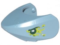 LEGO part Shark Head with Rounded Nose with Black Eyes, Silver Pupils and Lime Slime Pattern 20512pb04