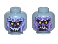 LEGO part Minifigure, Head Dual Sided Alien with Yellow Eyes, Dark Purple Rock Teeth, Smile / Angry Pattern 3626pb1834