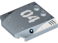 LEGO part Wedge 4 x 4 x 2/3 Triple Curved with White '04', Black Shark Eyes and Gills Pattern 45677pb105
