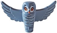 LEGO part Owl, Spread Wings with Orange Beak and Eyes, Black and White Rippled Chest Feathers Pattern 67632pb02