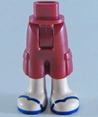 LEGO part Mini Doll Hips and Trousers Cropped Large Pockets, Light Nougat Legs and Dark Blue Sandals Pattern - Thick Hinge 25727c00pb04