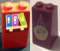 LEGO part Slope 75 2 x 2 x 3 - Solid Studs with Hanging Basket on Front and Bookshelf on Back Pattern (Stickers) - Set 41126 3684cpb026