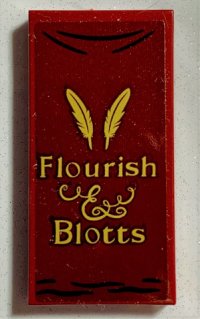 LEGO part Tile 2 x 4 with Feathers and 'Flourish & Blotts' Pattern (Sticker) - Set 75978 87079pb0991