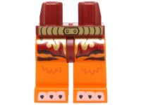 LEGO part Hips and Orange Legs with Dark Red and Gold Loincloth, Gold Belt and White Claws Pattern 970c04pb05