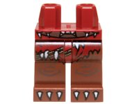LEGO part Hips and Reddish Brown Legs with Dark Red Loincloth, Belt with White Spikes and White Claws Pattern 970c88pb09