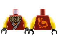 LEGO part Torso Tunic, Sand Blue Hems, Dark Tan Collar and Orange Flame Logo on Back Pattern / Yellow Arms / Black Hands 973pb5558c01