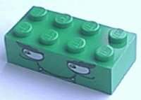 LEGO part Brick 2 x 4 with Smiling Face with Fangs Pattern 3001pb010