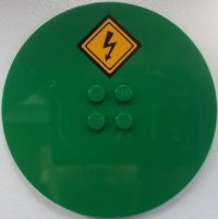 LEGO part Tile, Round 8 x 8 with 4 Studs in Center with Electricity Danger Sign Pattern (Sticker) - Set 60052 6177pb013