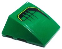 LEGO part Wedge 4 x 3 Triple Curved No Studs with Black and Yellow Vent Pattern Model Right Side (Sticker) - Set 70641 64225pb030R
