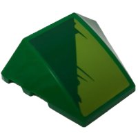 LEGO part Wedge 4 x 3 Triple Curved No Studs with Lime and Green Triangles with Scratch Marks Pattern Model Right Side (Sticker) - Set 70641 64225pb040R