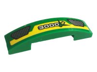 LEGO part Slope, Curved 4 x 1 x 2/3 Double with Yellow Stripe, Grilles, White '3000' and Ear of Corn Pattern (Sticker) - Set 60223 93273pb134
