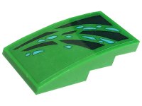 LEGO part Slope, Curved 4 x 2 with Dark Green Skin and Medium Azure Scales Pattern Model Left Side (Sticker) - Set 71766 93606pb160L
