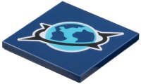LEGO part Tile 4 x 4 with Medium Azure, Dark Blue and Black Arctic Explorer Logo with White Outline Pattern 1751pb043