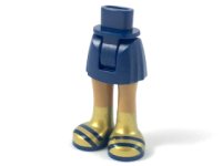 LEGO part Mini Doll Hips and Skirt, Medium Nougat Legs and Gold Boots with Dark Blue Stripes and Soles Pattern - Thick Hinge 92252c00pb022