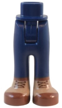 LEGO part Mini Doll Hips and Trousers with Back Pockets with Dark Tan and Reddish Brown Boots with Laces Pattern - Thick Hinge 92253c00pb61