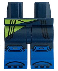 LEGO part Hips and Legs with Blue Boots, Knee Pads, Straps and Lime Stripe Pattern 970c00pb0920