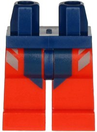 LEGO part Hips and Red Legs with Dark Blue and Dark Bluish Gray Wetsuit Stripes Pattern 970c05pb27