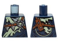 LEGO part Torso Ninjago Robe Tattered Yellowish Green Collar, Reddish Brown Straps, Silver Arrowheads Pattern 973pb2096