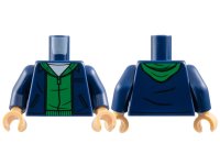 LEGO part Torso Jacket with Black Pockets over Green Hoodie, White Shirt Pattern / Dark Blue Arms / Medium Tan Hands 973pb5803c01