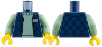 LEGO part Torso Bodywarmer with Silver Badge over Sand Green Sweater Pattern / Sand Green Arms / Yellow Hands 973pb5888c01