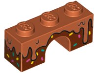 LEGO part Arch 1 x 3 with Frosting Dripping over Dark Brown Icing with Sprinkles Pattern 4490pb06