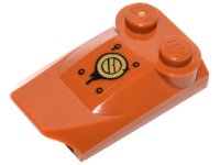 LEGO part Slope, Curved 3 x 2 x 2/3 with 2 Studs, Wing End with Gold Circle and Black Rivets Pattern (Sticker) - Set 70146 47456pb011