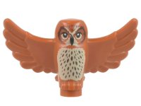 LEGO part Owl, Spread Wings with Black Beak and Eyes, Tan Chest and Dark Brown Stippled Chest Feathers Pattern 67632pb04