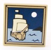 LEGO part Tile 2 x 2 with Sailing Ship and Moon Pattern 3068pb0408