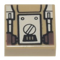 LEGO part Tile 1 x 1 with White and Dark Brown SW Mark IV Architect Droid Back Panel Pattern (Professor Huyang) 3070pb346