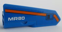 LEGO part Technic, Panel Fairing #22 Very Small Smooth, Side A with White 'MR80', Orange Stripe, and Black Door Handle Pattern (Sticker) - Set 42071 11947pb065