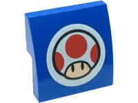 LEGO part Slope, Curved 2 x 2 x 2/3 with Super Mario Mushroom on White Circle Pattern 15068pb596