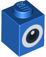 LEGO part Brick 1 x 1 with Dark Blue and White Eye with Black Pupil Pattern (Super Mario Penguin) 3005pb052
