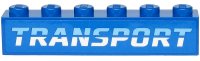 LEGO part Stein 1 x 6 mit Medium Blau und Weiß 'TRANSPORT' auf blauem Hintergrund Muster (Aufkleber) - Set 60244 3009pb227