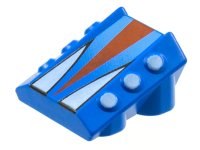 LEGO part Stein, Modifiziert 2 x 2 Ohne Noppen, Schräg mit 6 Seitliche Kolben Erhöht und Rot und Weiß Dreiecke Muster 30603pb03