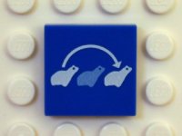 LEGO part Fliese 2 x 2 mit 3 Fröschen und gekrümmtem Pfeil (Leap Frog) Muster 3068pb0382