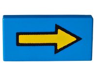 LEGO part Fliese 1 x 2 mit Langem Gelben Pfeil mit Schwarzem Rand-Muster 3069p06