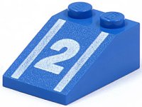 LEGO part Schräge 33 3 x 2 mit Weiße Nummer 2 und Streifen Muster 3298p55